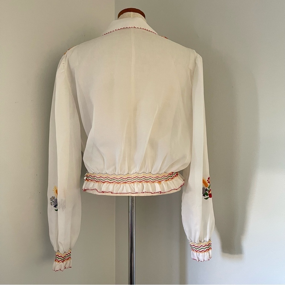 Cottagecore Vintage 70’s Hungarian embroidered peasant top size 46 deadstock - Picture 7 of 8